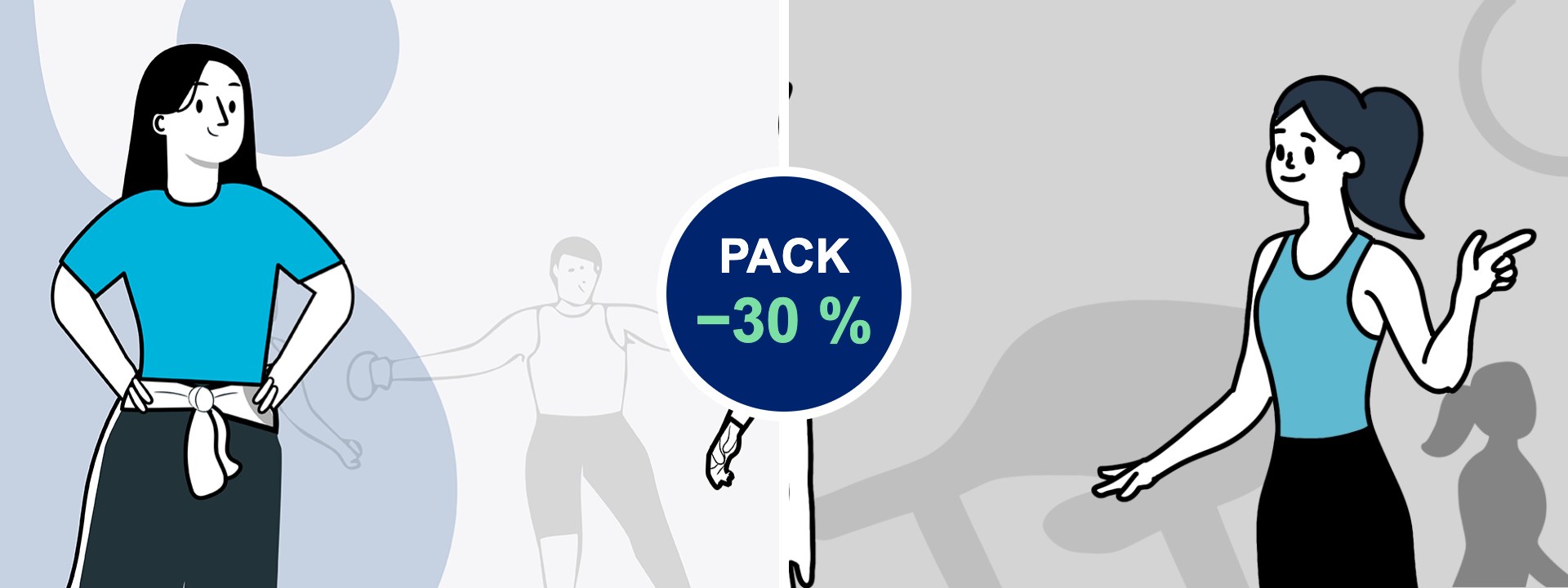 Pack monitor de fitness en seco: entrenamiento personal + monitor de sala fitness con un 30 % de descuento