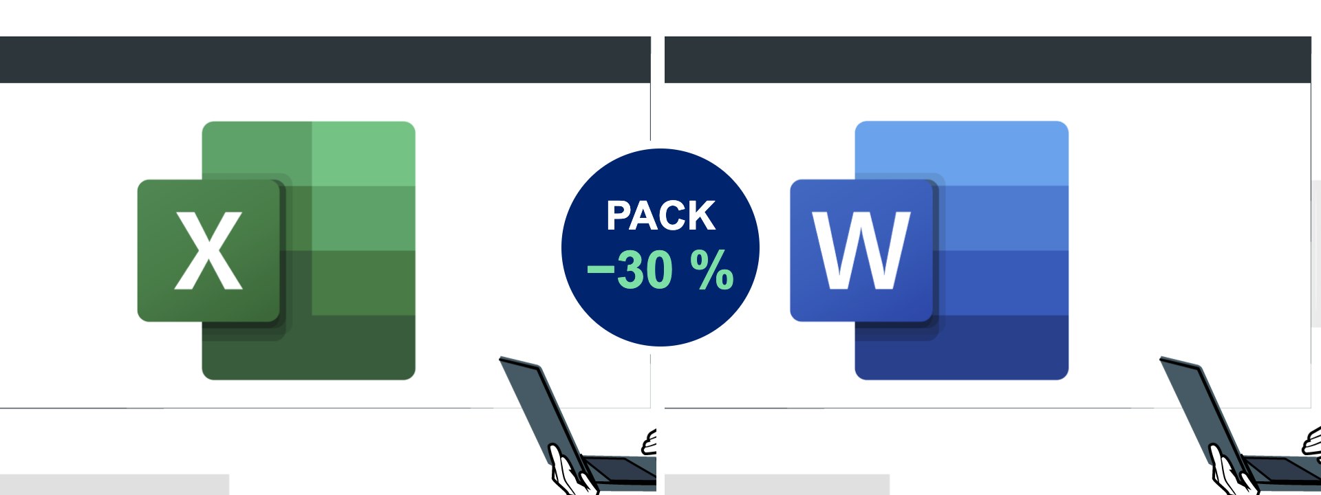 Pack ofimática: Excel básico + Word básico con un 30 % de descuento